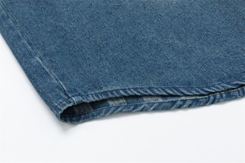 Oversized Washed Denim Shirt – Men's Long Sleeve Button-Up with Dual Chest