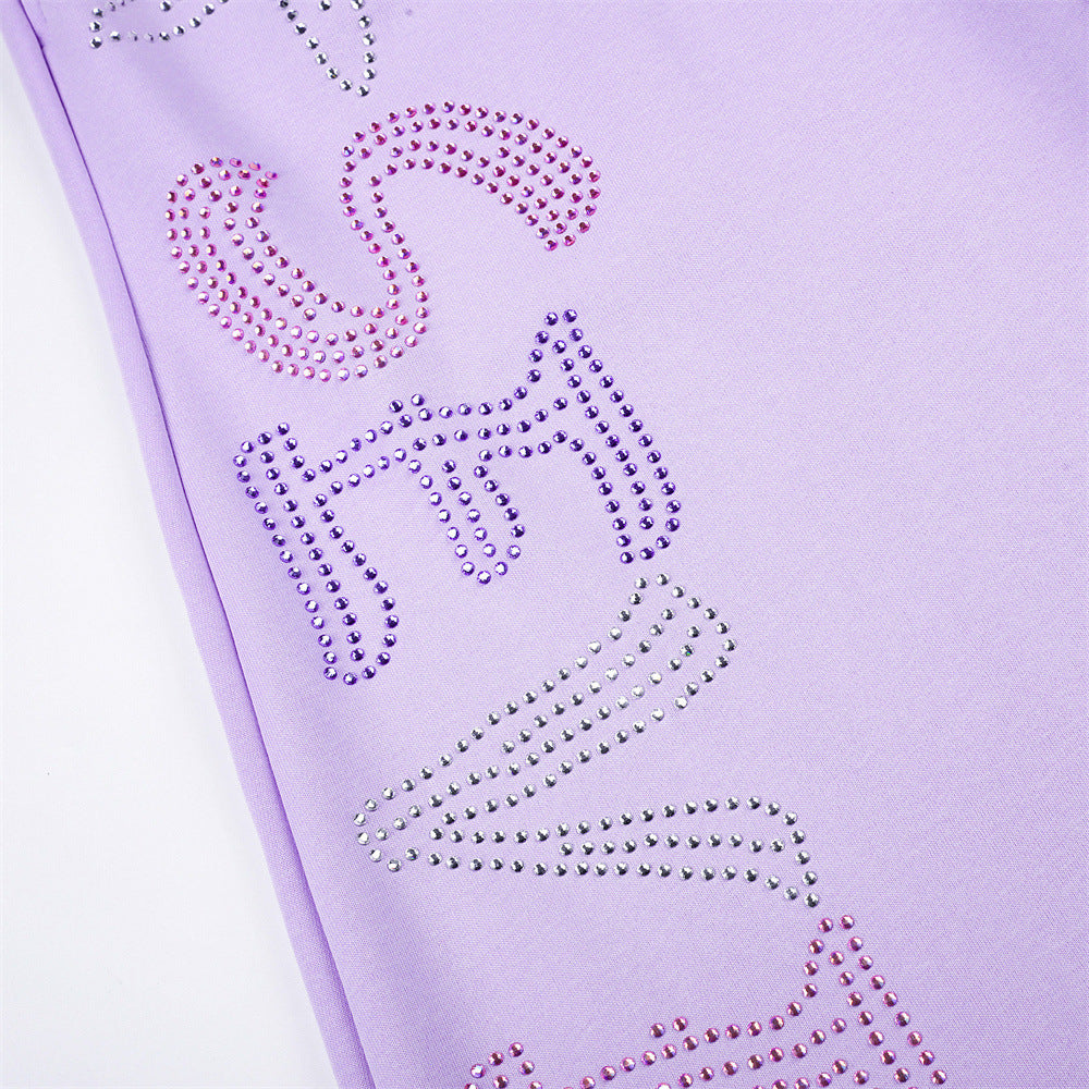 Wide-Leg Sweatpants with Rhinestone Letter Graphic – Oversized Fit