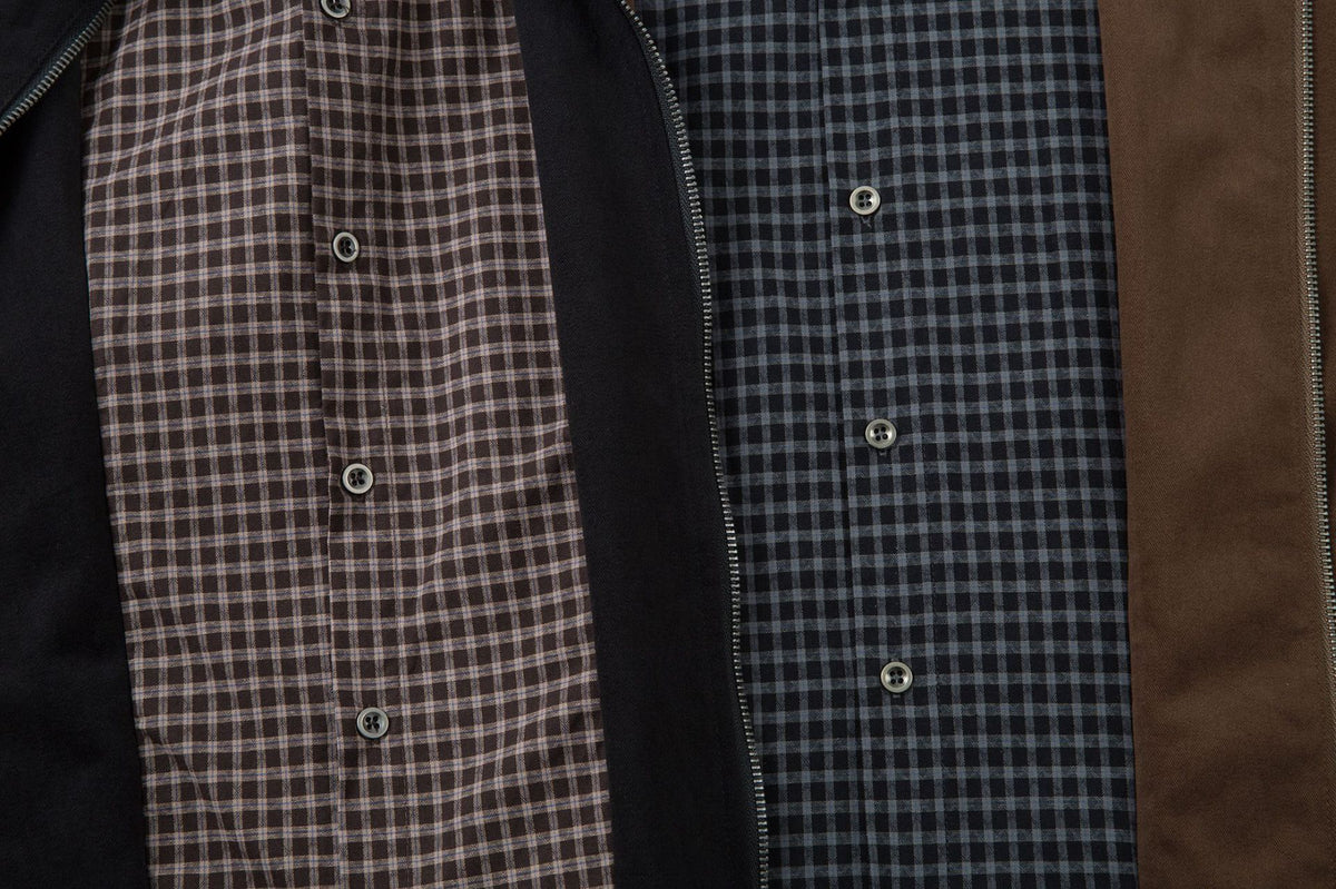 Men's Plaid-Lined Zip-Up Harrington Jacket – Layered Collar Workwear Coat