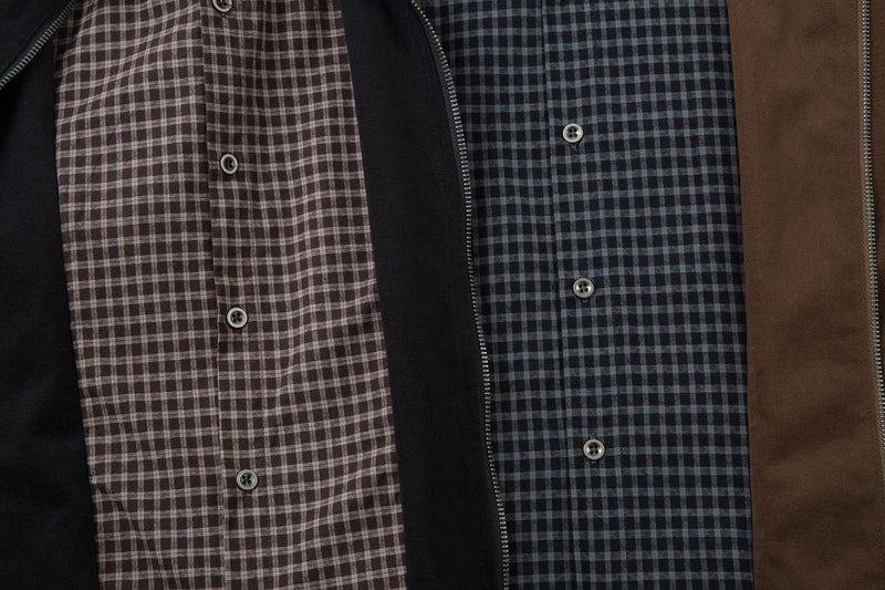 Men's Plaid-Lined Zip-Up Harrington Jacket – Layered Collar Workwear Coat