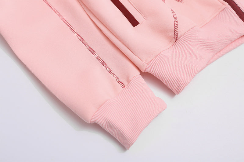 Zip-Hoodie mit kontrastierenden Steppnähten – Kurzer, sportlicher Fit