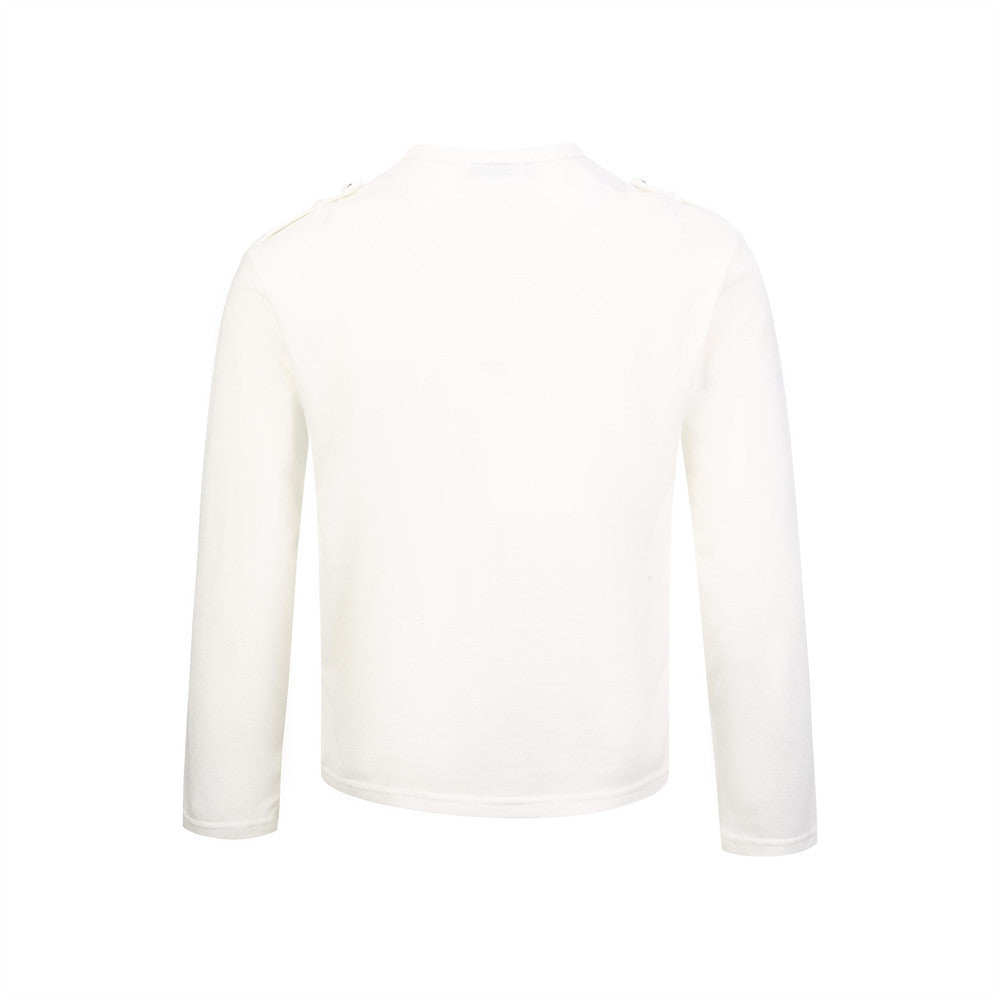 Men's Henley Long Sleeve T-Shirt with Metal Buttons & Dual Chest Pockets