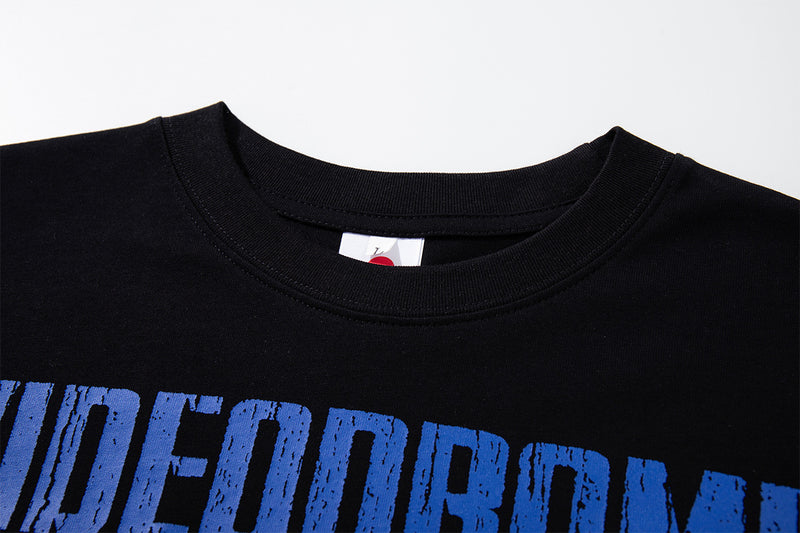 Long Sleeve Double-Layer Graphic Tee – Videodrome Rock Print with Striped Star