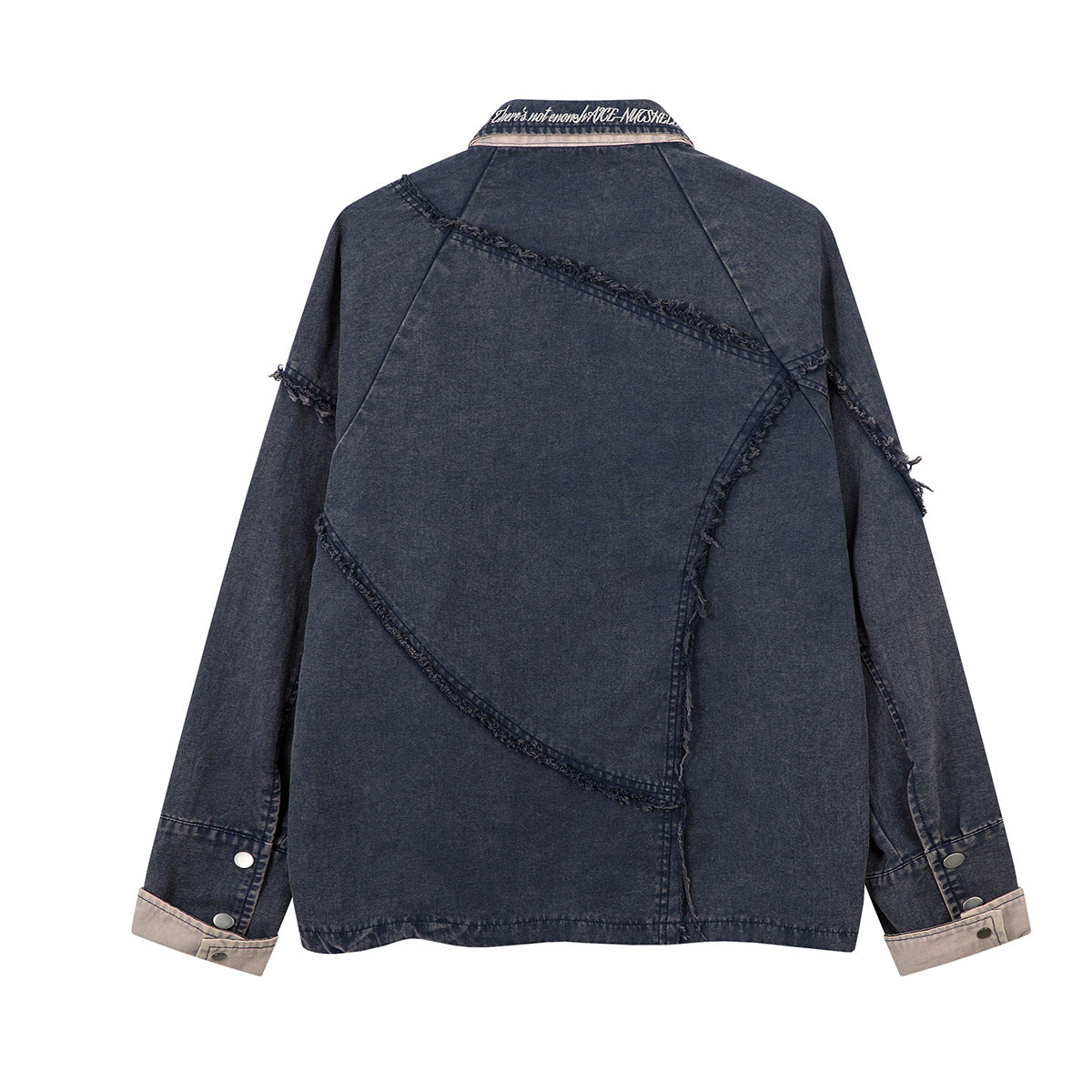 Veste-chemise en jean délavé effiloché – Surchemise patchwork déconstruite