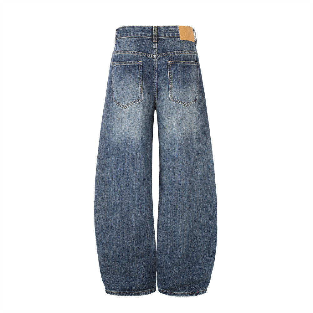 Baggy Black Jeans für Herren – Wide-Leg-Barrel-Fit aus verwaschenem Denim