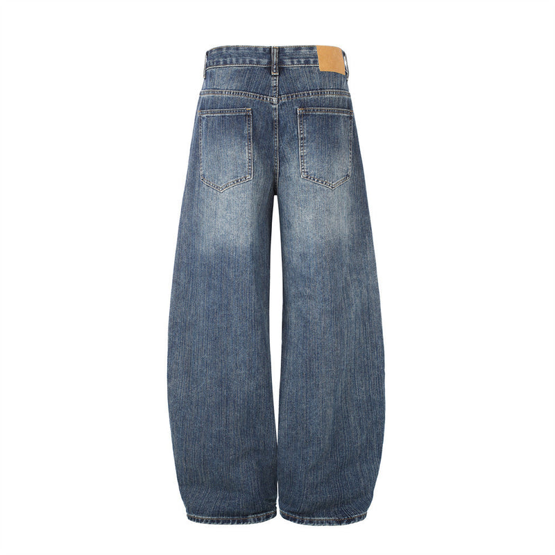 Baggy Black Jeans für Herren – Wide-Leg-Barrel-Fit aus verwaschenem Denim