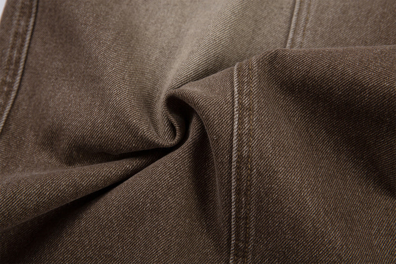 Jean cargo baggy taille haute – Denim marron délavé à jambes larges et coutures courbes