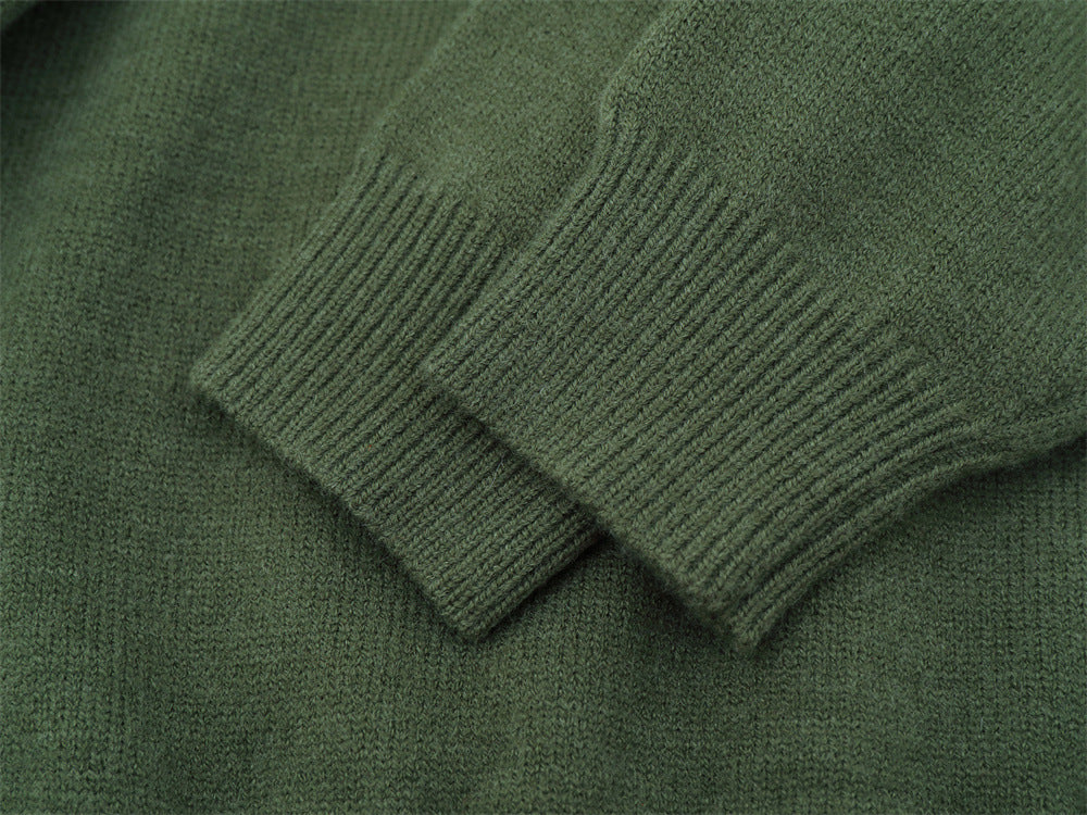 Mens Crew Neck Sweater with Faux Sailor Shawl Striped Knit Pullover