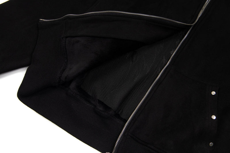 Black Zip-Up Hoodie with Crocodile-Texture Angel Wings & Seven Deadly Sins