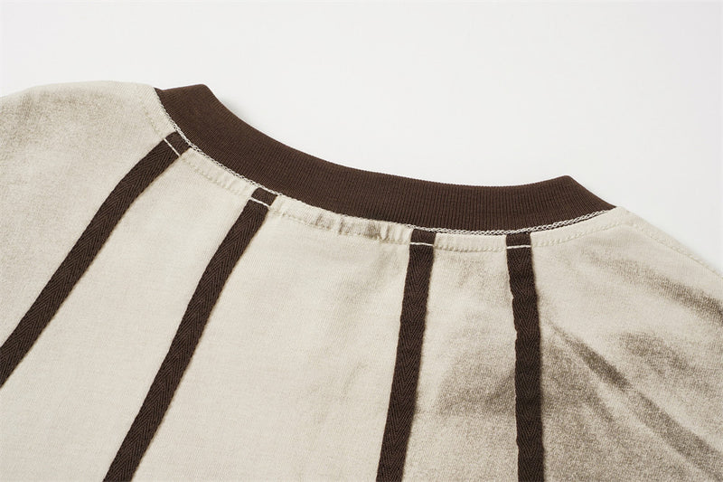 Post-Apocalyptic Tie-Dye Dirty Wash Punk Contrast Seam Cotton T-Shirt