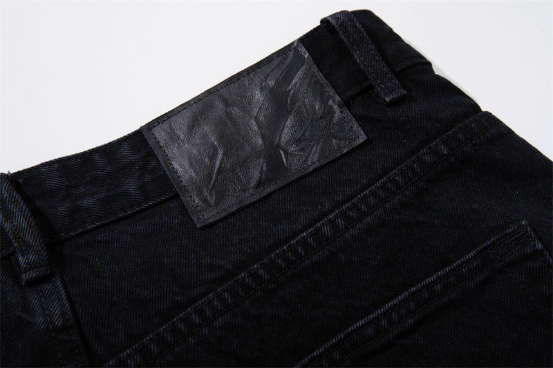 Wide-Leg Patchwork Jeans – Graffiti Print Panels & Studded Detail