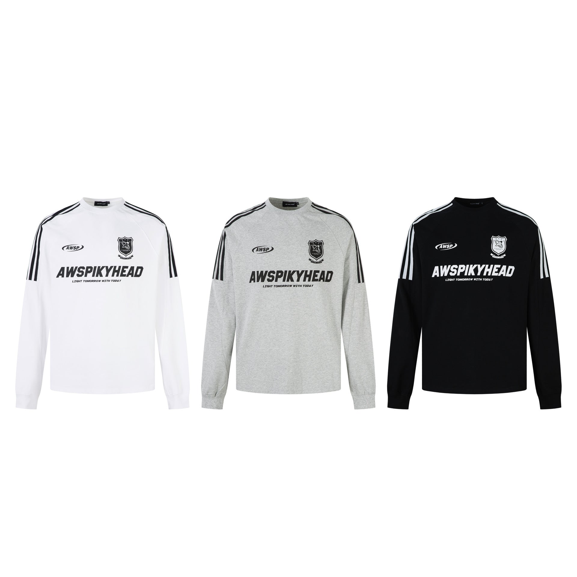 T-shirt à manches longues style football AWSPIKYHEAD – Col rond à rayures