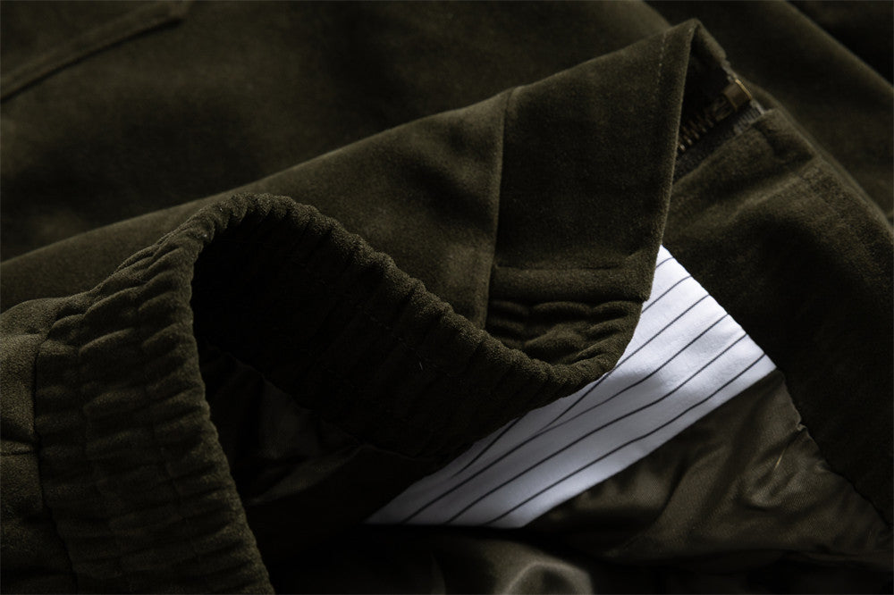 Men's Velvet Harrington Bomber Jacket – Stand Collar, Relaxed Fit