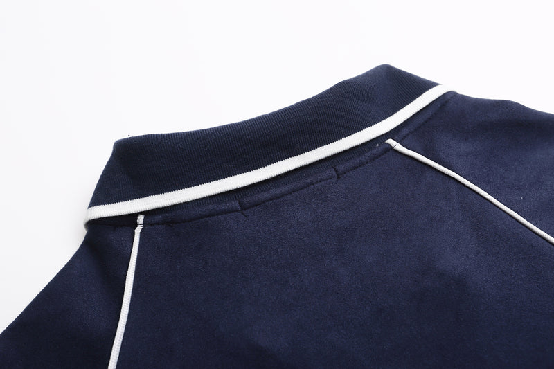 Varsity Number 93 Polo Collar Sweatshirt with Piping Detail