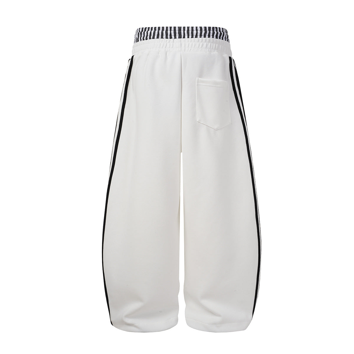 Wide-Leg Sweatpants with Barcode Cross Print & Double Waistband