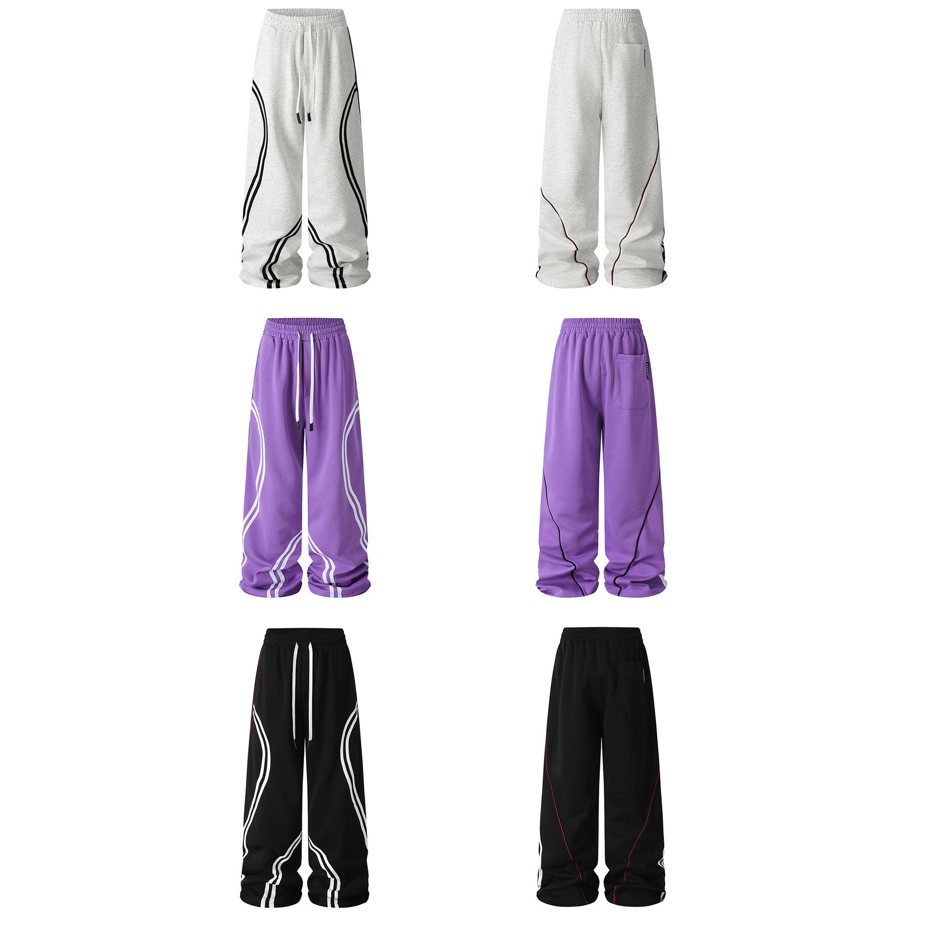 Pantalon de survêtement baggy à jambes larges avec détail rayé incurvé – Style streetwear hip-hop