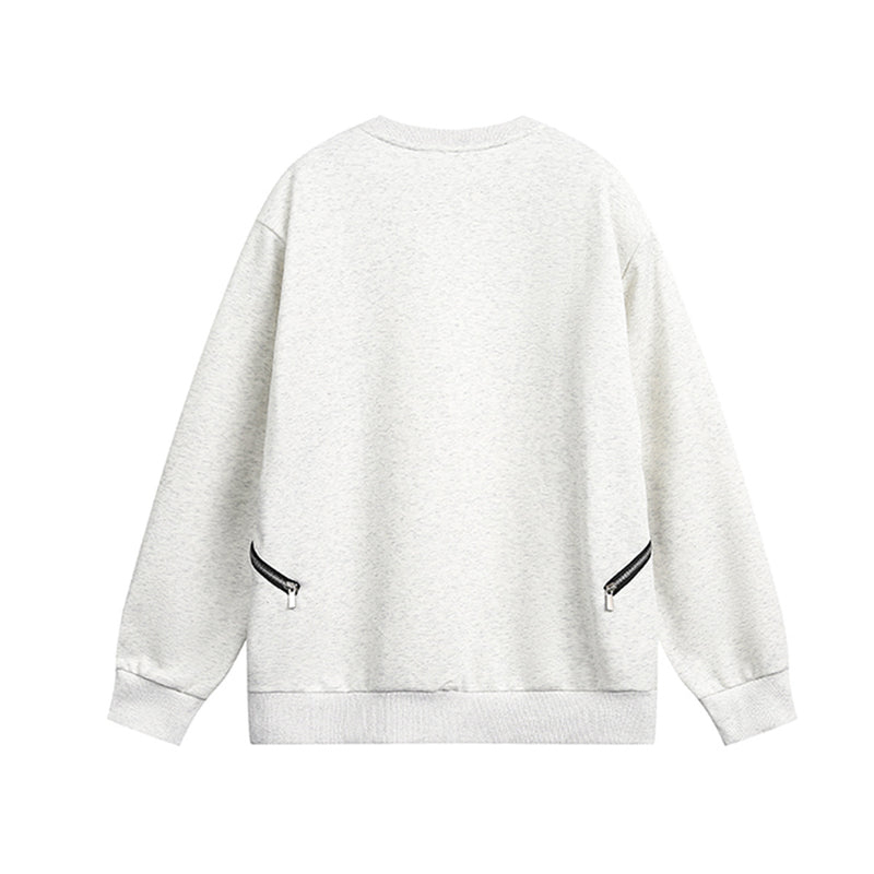 Sweat col rond inspiré du style moto avec détail zippé