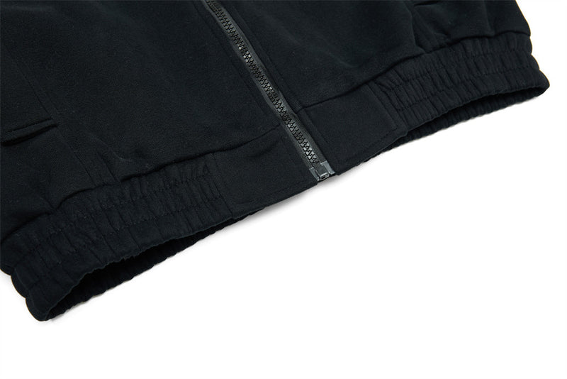 Men's Mock Neck Full-Zip Track Jacket with Crest Patch – Streetwear Fleece