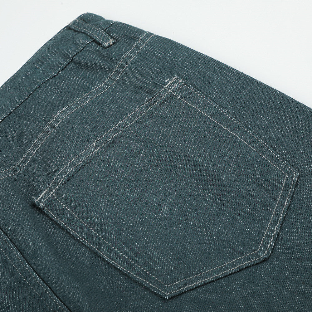 Baggy-Jeans mit weitem Bein für Herren – Kontrastnähte, gerade 5-Pocket-Denimhose
