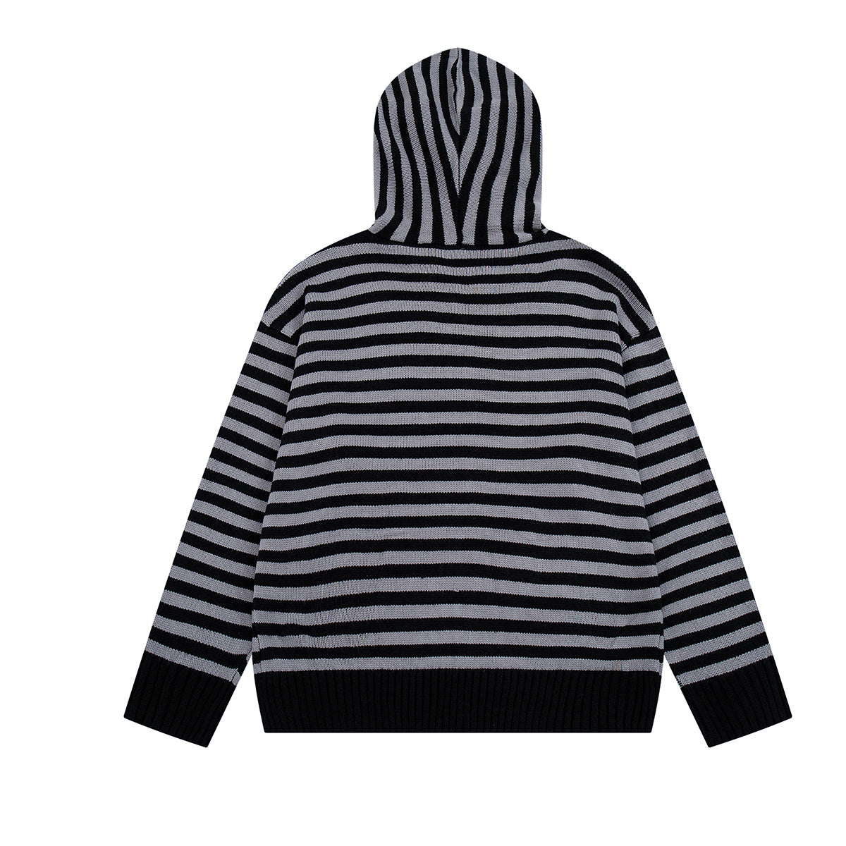 Y2K-Kapuzenjacke mit Reißverschluss – gestreifte Strickjacke mit Katzen- und Sternenstickerei