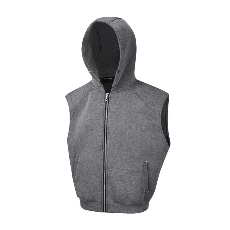 Gilet sweat à capuche sans manches zippé avec détails rivetés