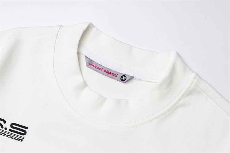 Over Speed Club Long Sleeve Graphic Tee – Mock Neck Racing Print Shirt