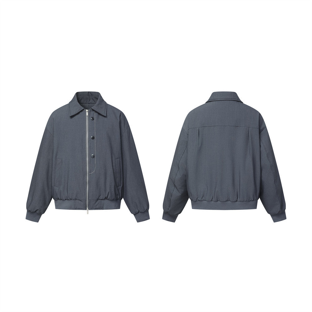 Blouson bomber pour homme à double zip et patte boutonnée – Gris