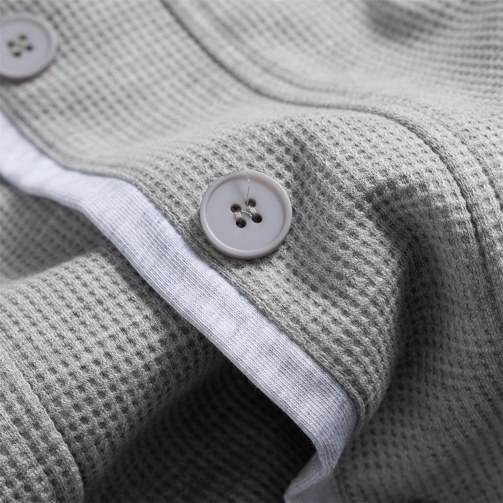 Herren-Bomber-Cardiganjacke aus Waffelstrick mit Stehkragen – Lässige Passform