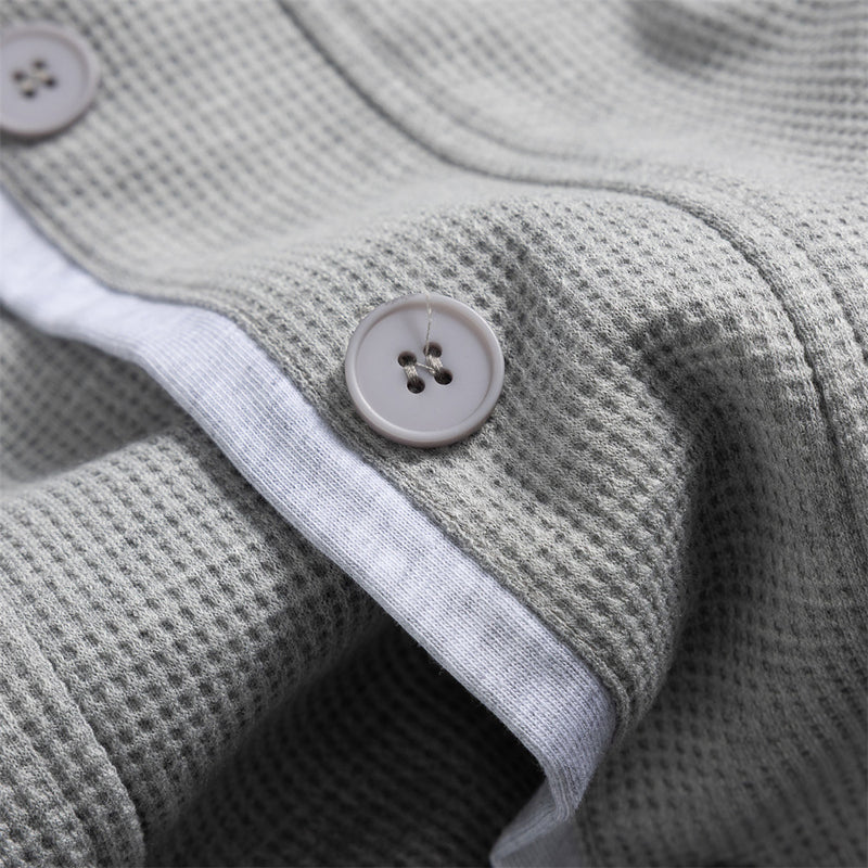 Herren-Bomber-Cardiganjacke aus Waffelstrick mit Stehkragen – Lässige Passform
