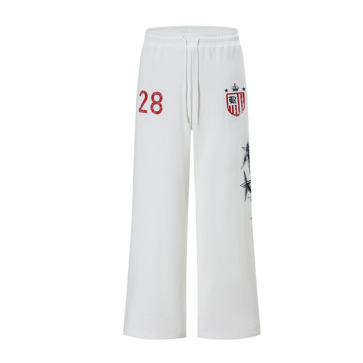 Pantalon de survêtement wide leg avec écusson varsity et motif graphique numéro 28