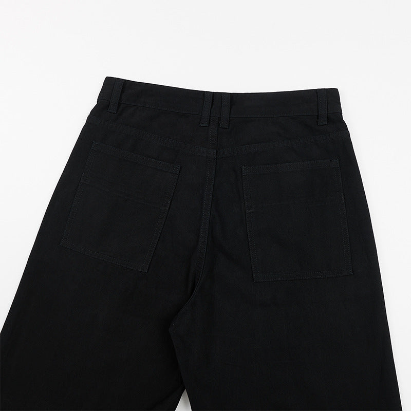 Pantalon cargo large à détails zippés et poches multiples — Noir
