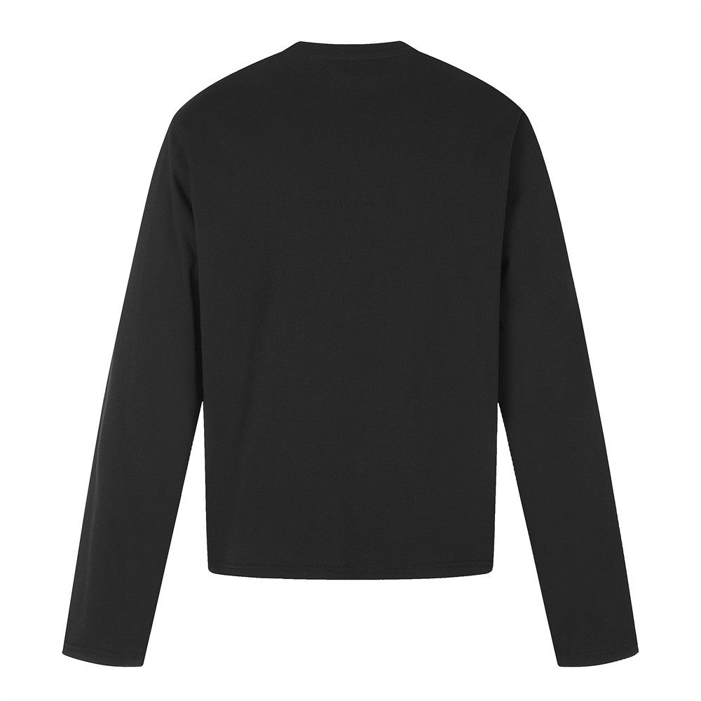 Men's Long Sleeve Graphic Tee – Black Stripe & Star Print Crew Neck