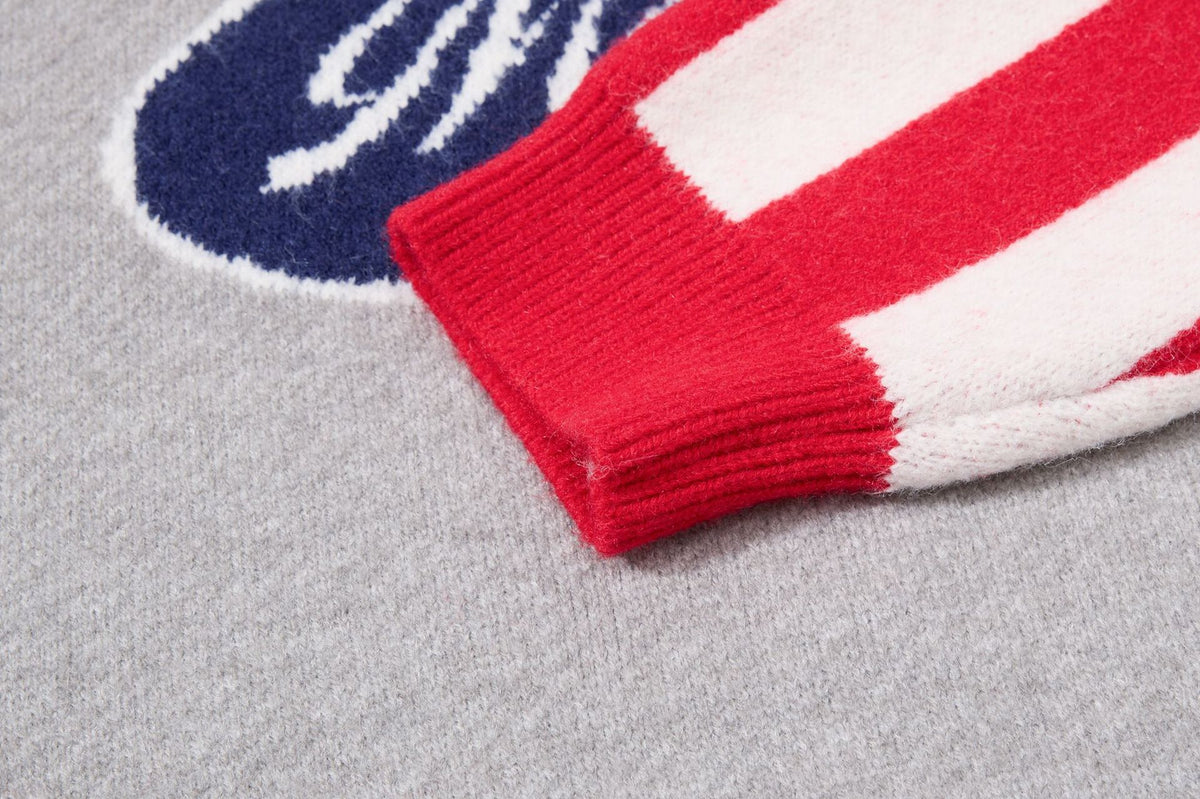 Mafareo Vintage 86 American Flag Polo Collar Knit Sweater – Stars & Stripes