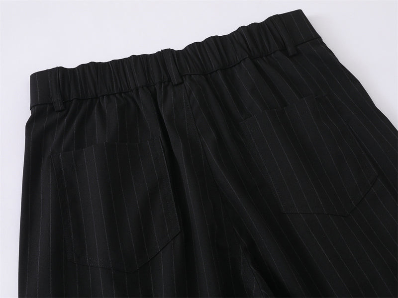 Pinstripe Wide-Leg Trousers – Double-Pleat High-Street Dress Pants