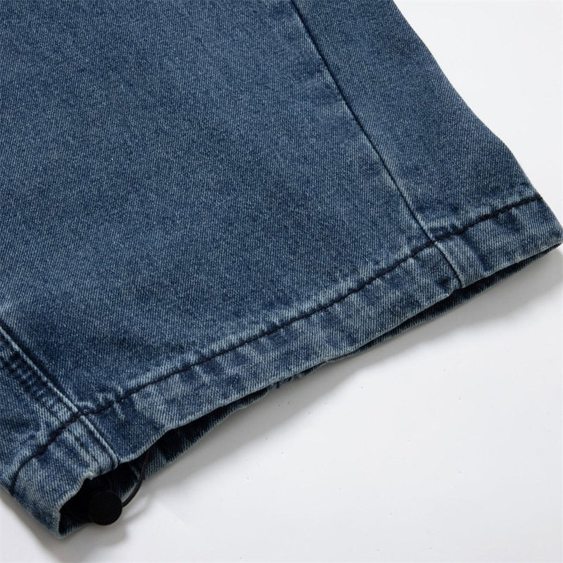 Wide-Leg Baggy Jeans with Detachable Plaid Skirt Overlay — Men's Punk Street