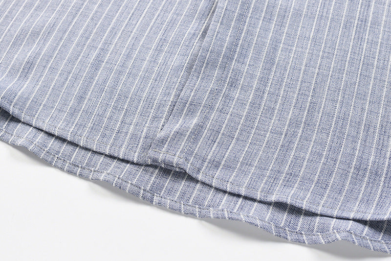Stripe Long Sleeve Shirt with Rebellious Script Embroidery, Oversized Fit