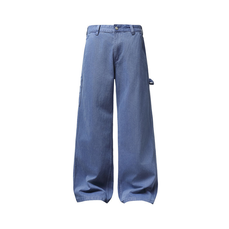 Wide-Leg Carpenter Jeans – Loose Fit Straight Denim Pants with Utility Pockets