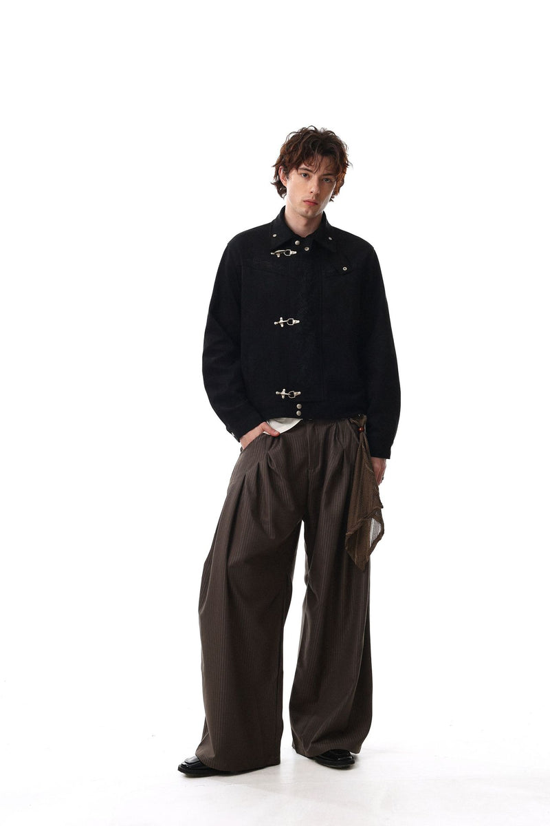 Veste en daim à fermoirs brodés – Style vintage américain Detroit pour homme