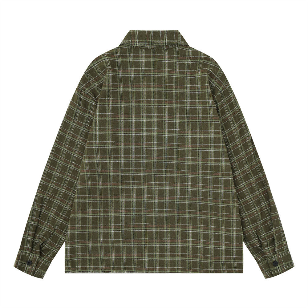 Plaid Long Sleeve Button-Up Shirt – Oversized Vintage Washed Flannel