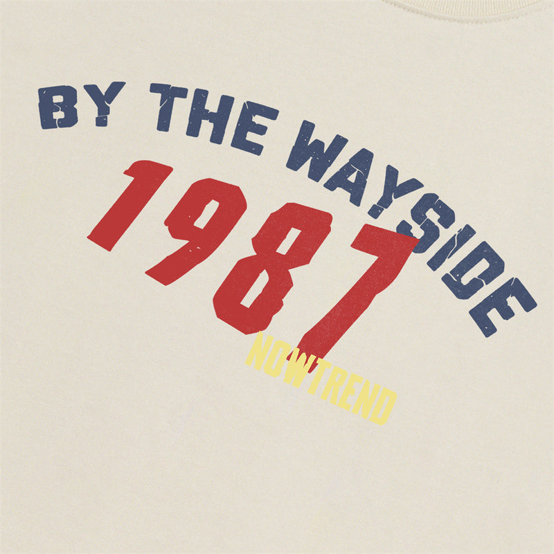 Long Sleeve T-Shirt with 1987 Varsity Graphic, Relaxed Fit Crew Neck