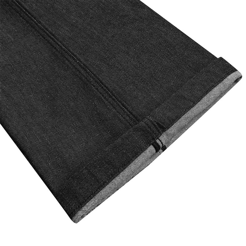 Jean wide leg noir homme avec double ceinture et empiècement diagonal