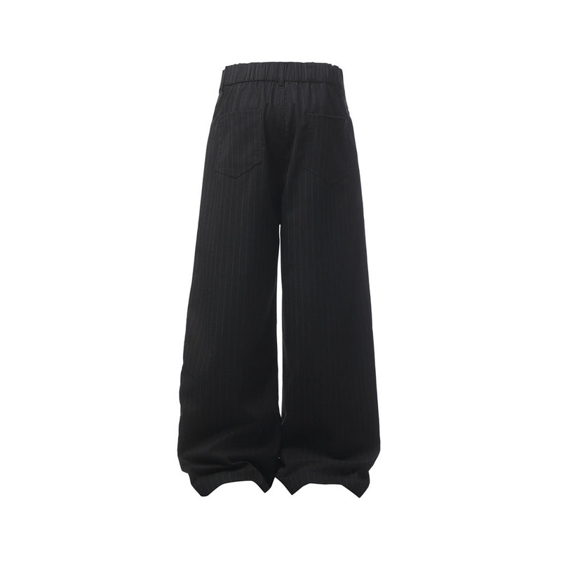 Pinstripe Wide-Leg Trousers – Double-Pleat High-Street Dress Pants