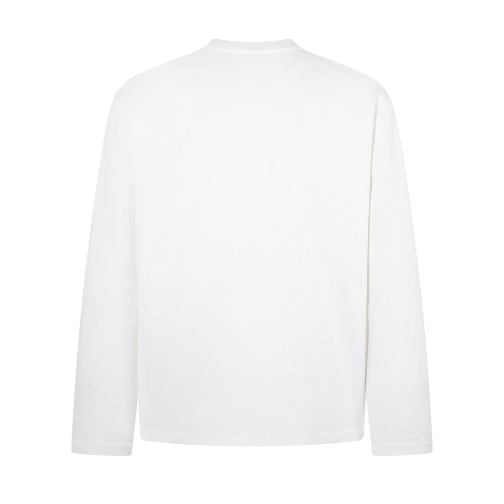 T-shirt oversize à manches longues graphique – Imprimé texte spiralé usé, col rond