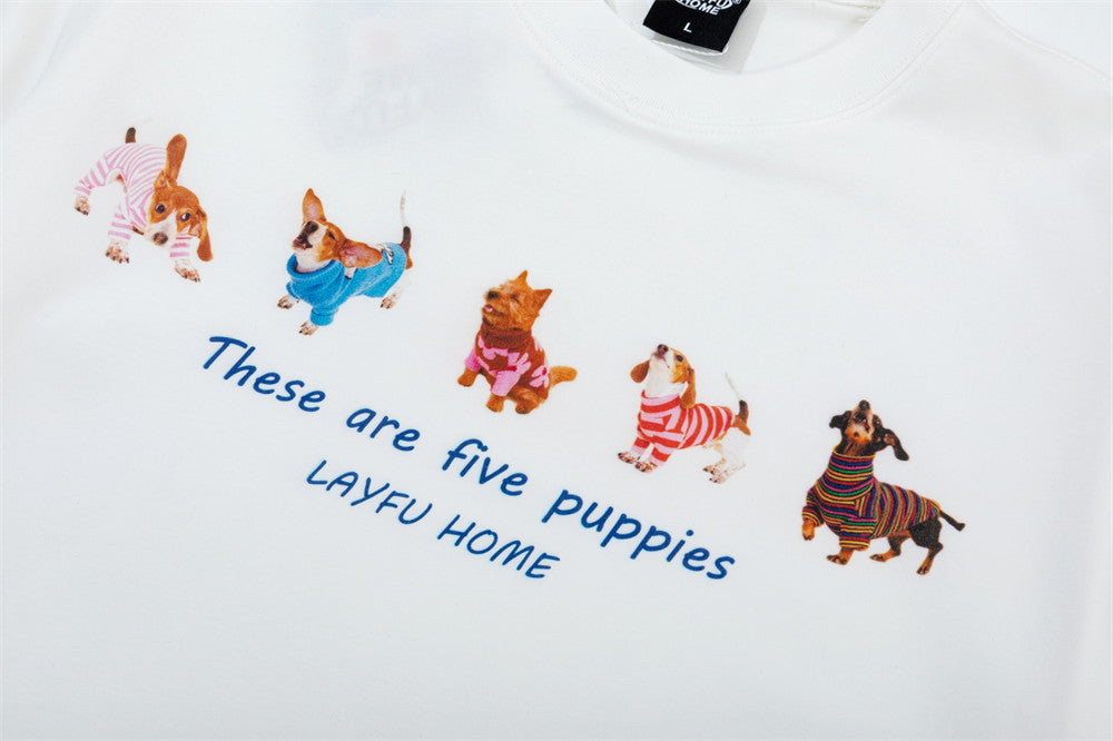 Five Puppies T-Shirt mit Motiv – Unisex-T-Shirt mit kurzen Ärmeln und Rundhalsausschnitt