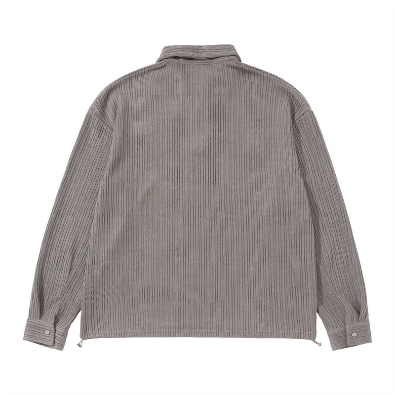 Men's Long Sleeve Collared Shirt – Ribbed Texture Oversized Polo