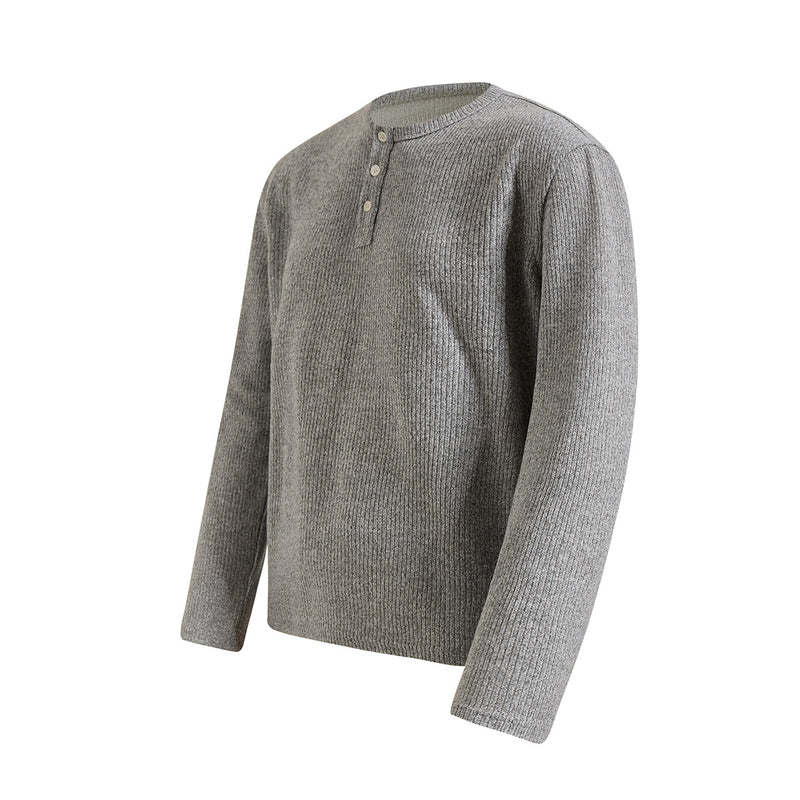 Men's Ribbed Henley Long-Sleeve Shirt – Vintage American Style