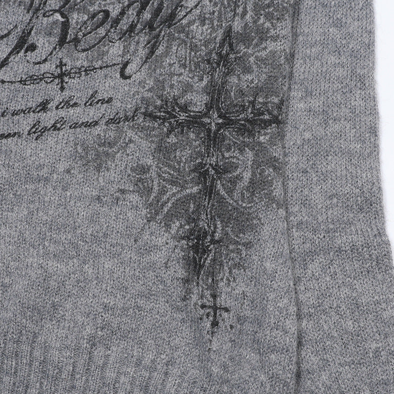 Eagle Cross Graphic Knit Sweater – Vintage American Henley Pullover