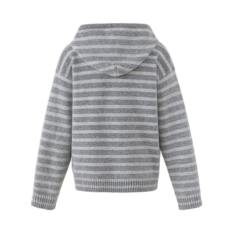 Striped Hooded Knit Cardigan Sweater – Relaxed Fit Button-Front
