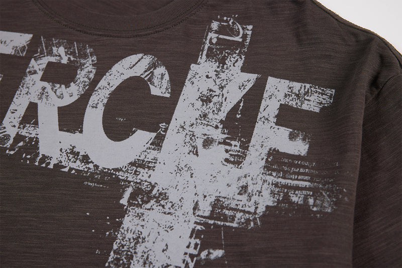 Long Sleeve Graffiti Cross Print Tee – Slub Cotton Crew Neck T-Shirt