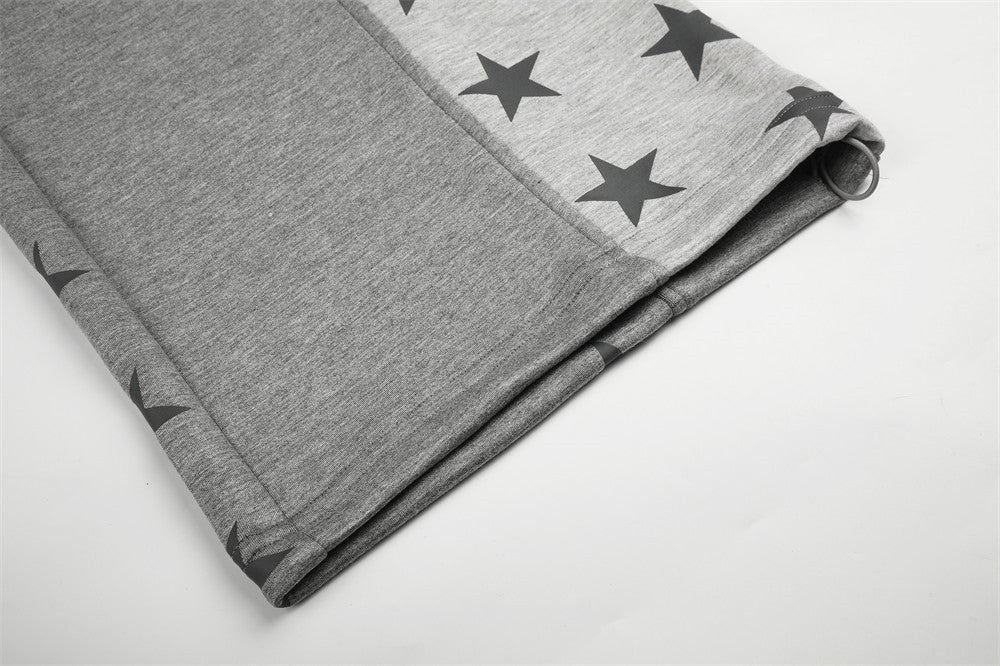 Pantalon de survêtement à jambes larges et imprimé étoiles – Polaire gris chiné à empiècement contrasté